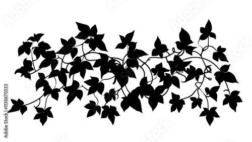 Ivy covering wall surface with lobed leaves on clinging stems, Plant Digital Art