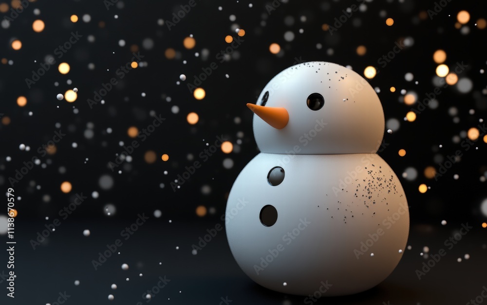 Obraz premium 3D cute Snowman on black background