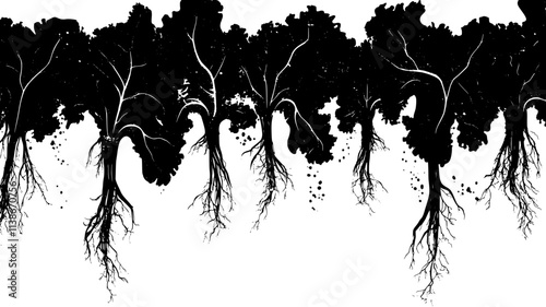 Lettuce roots hanging in mist-filled chamber without growing medium, Plant Digital Art