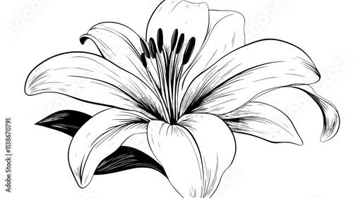 Lily flower head viewed from above showing petal arrangement, Plant Digital Art