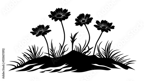 Mountain avens spreading across tundra plateau, Plant Digital Art
