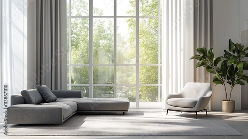 Beautiful Modern Living room Interior with furniture s  mockup frame   posters  wall -3d Rendering