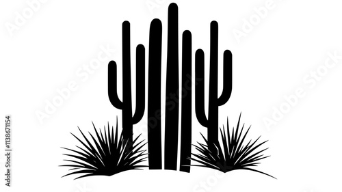Organ pipe cactus with multiple tall, ribbed columns growing together, Plant Digital Art