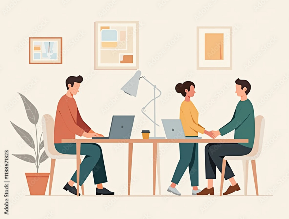 Fototapeta premium Remote Work, Modern Life Icons