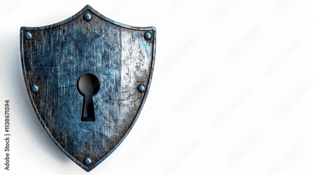 Fototapeta premium Data protection shield with keyhole symbol digital security concept modern
