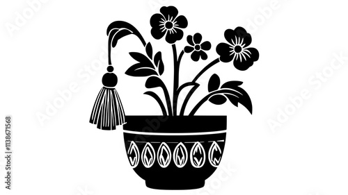 Potted flowering plant with tassel attached to container, Plant Digital Art