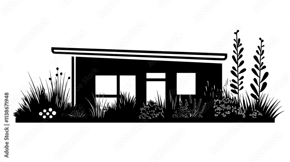 Obraz premium Sedum ground cover on a green roof of a building, Plant Digital Art