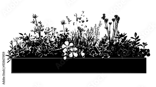 Sedum groundcover with flower clusters on a green roof, Plant Digital Art