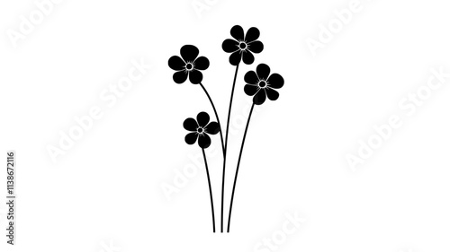 A short stalk with a cluster of small, rounded flowers at the top, Plant Digital Art
