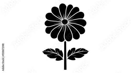 Single flower with broad overlapping petals and a central column, Plant Digital Art