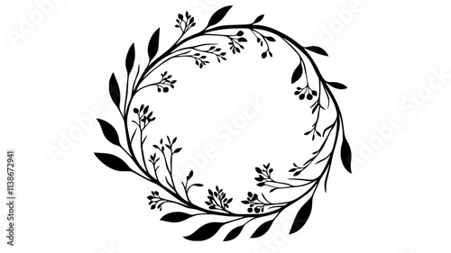 A wreath made from dried flowers with stems and leaves interwoven in a circular pattern, Plant Digital Art