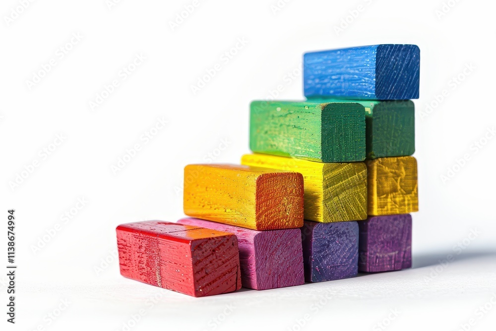 Startup growth visualization with colorful blocks isolated background infographic