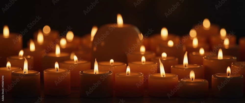 Many Candles with a Large Centerpiece Candle Many Candles with a Large Centerpiece Candle