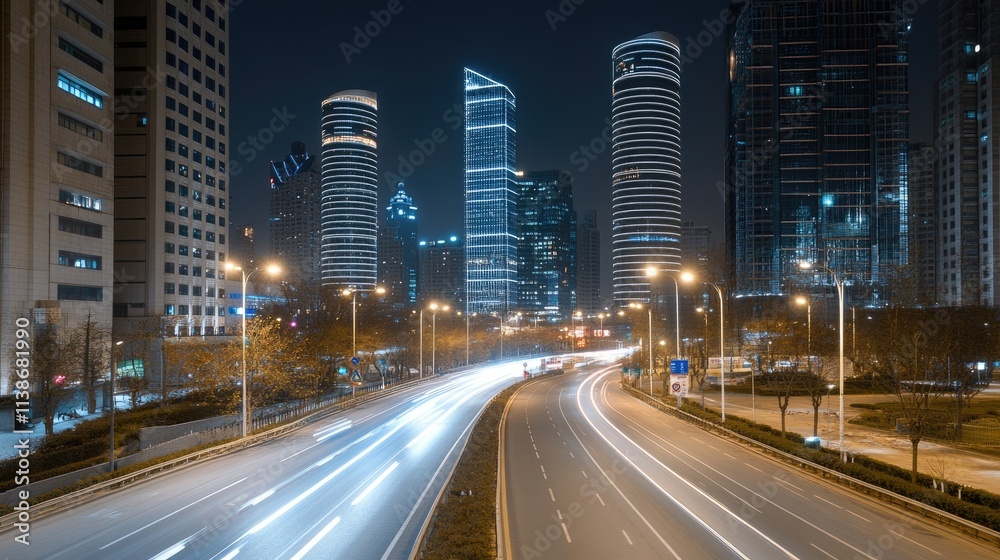 A vibrant urban landscape showcases a smart city at night, connected by glowing data networks and city lights under a starry sky A vibrant urban landscape showcases a smart city at night, connected by glowing data networks and city lights under a starry sky