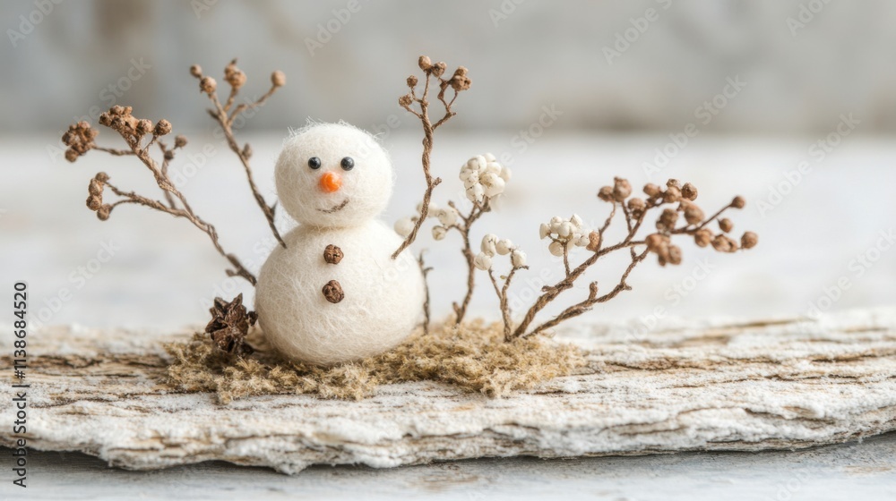 Obraz premium Winter Craft Snowman with Natural Branches for Holiday Decor and Design