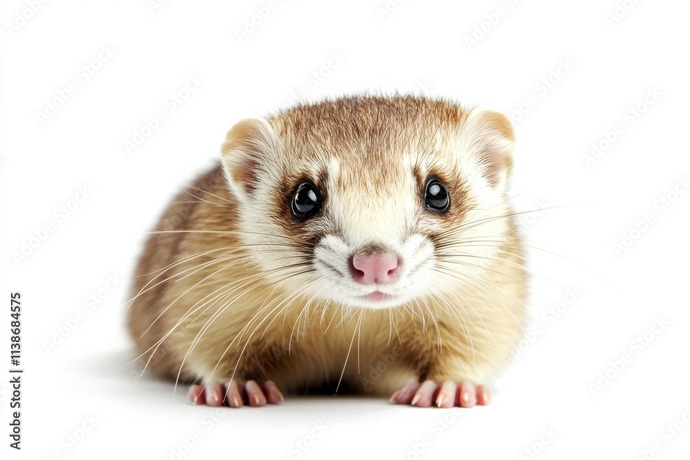 Adorable ferret posing against white background Adorable ferret posing against white background