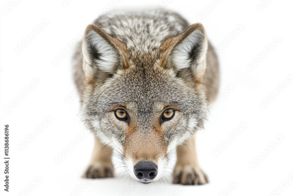 Fototapeta premium Coyote Close-Up: Wild Eyes, White Background