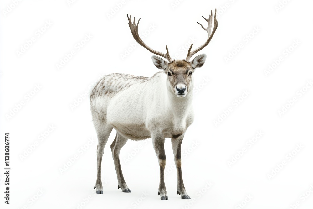Majestic white deer against a stark white backdrop. Majestic white deer against a stark white backdrop.
