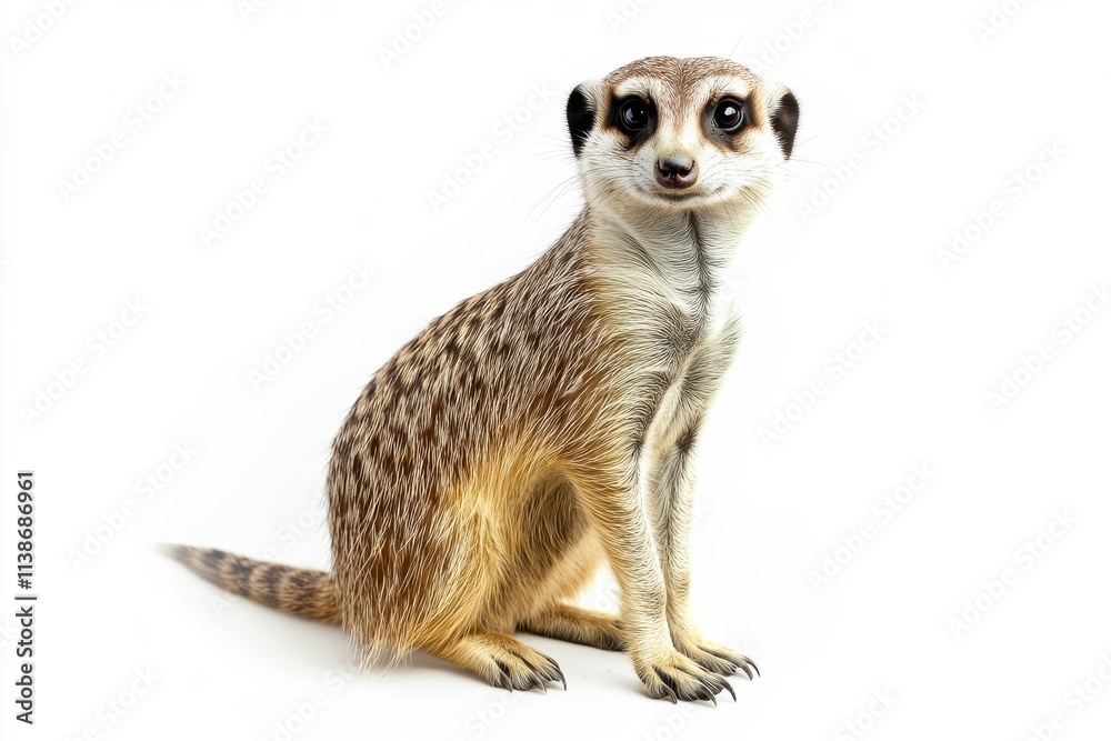 Adorable meerkat sitting on white background. Adorable meerkat sitting on white background.
