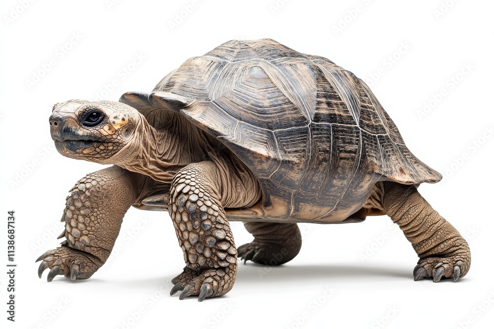 Obraz premium Galapagos tortoise on white background.