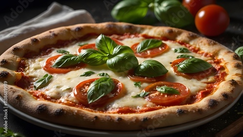 Delicious Margherita Pizza with Fresh Basil and Tomatoes