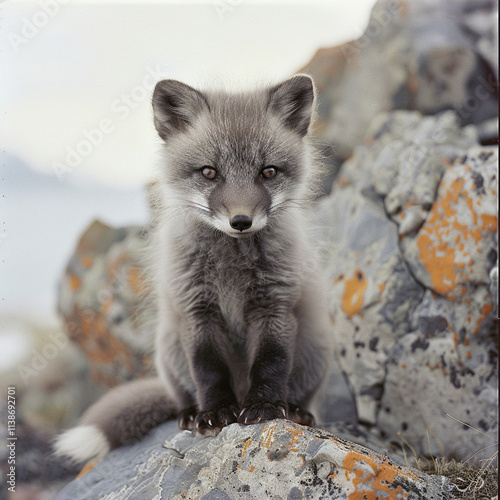 Arctic fox (Alopex lagopus) portrait, Trygghamna, Svalbard, Norway, July 2008. photo