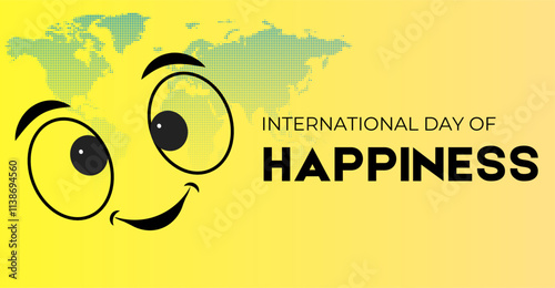 World Happiness Day: Sharing Smiles Across the Globe. Campaign or celebration banner