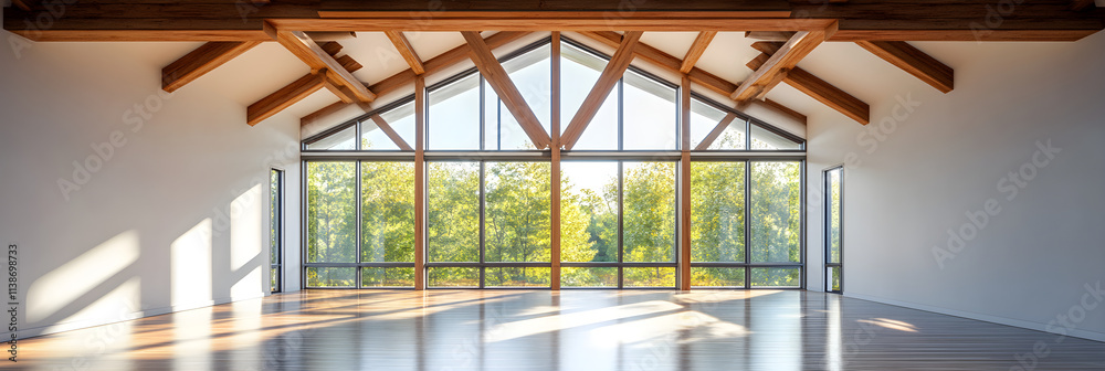 Obraz premium Sunlit Serenity: Geometry in Structural Design and Natural Illumination