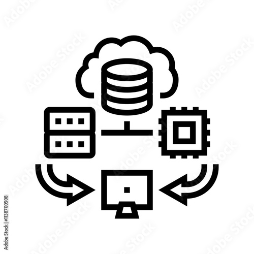 edge computing node data center line icon vector. edge computing node data center sign. isolated contour symbol black illustration
