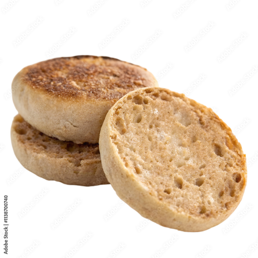 organic whole wheat english muffin on transparent background organic whole wheat english muffin on transparent background