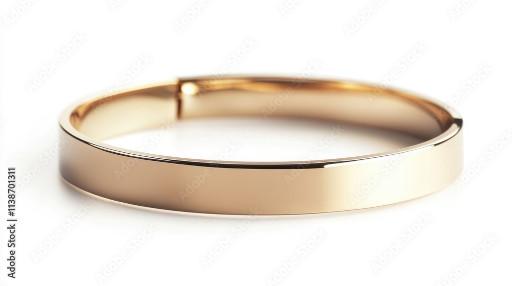 Elegant Minimalist Gold Bangle on White Background for Jewelry Display Elegant Minimalist Gold Bangle on White Background for Jewelry Display