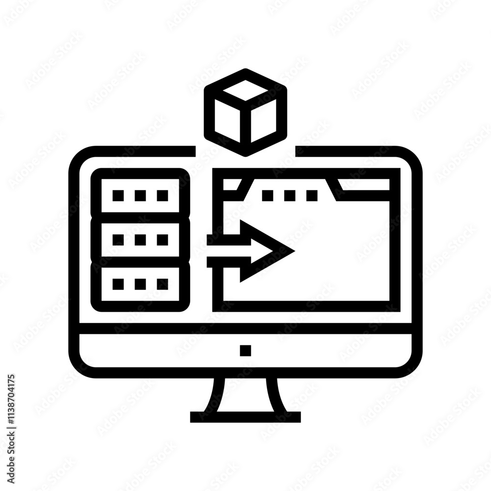 virtual machine data center line icon vector. virtual machine data center sign. isolated contour symbol black illustration virtual machine data center line icon vector. virtual machine data center sign. isolated contour symbol black illustration