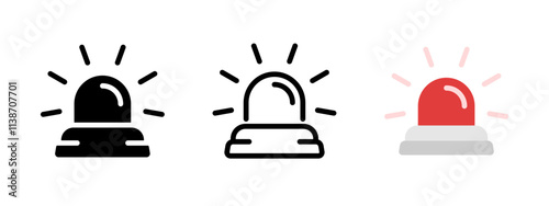 Alarm bulb icon. Alert bulb vector illustration. Emergency signal. Ambulance and police glowing red flasher siren symbol. Danger beacon sign. Security attention lamp pictogram. Rescue caution lamp.