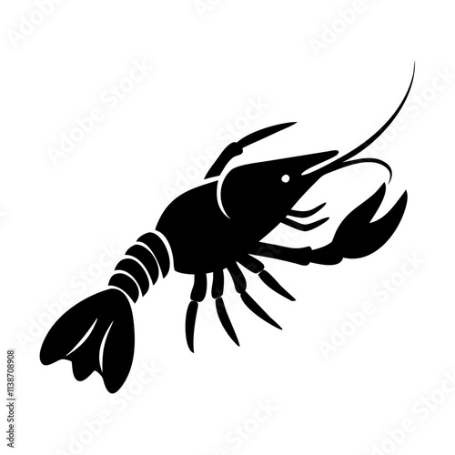 Create a Lobster silhouette icon using black, clean and smooth on a white background.