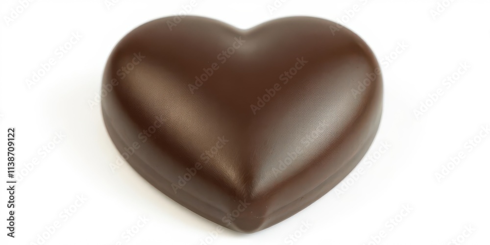 A rich, dark chocolate heart, glossy and smooth, isolated on a pure white background, heart shape, chocolate lover, chocolatey A rich, dark chocolate heart, glossy and smooth, isolated on a pure white background, heart shape, chocolate lover, chocolatey