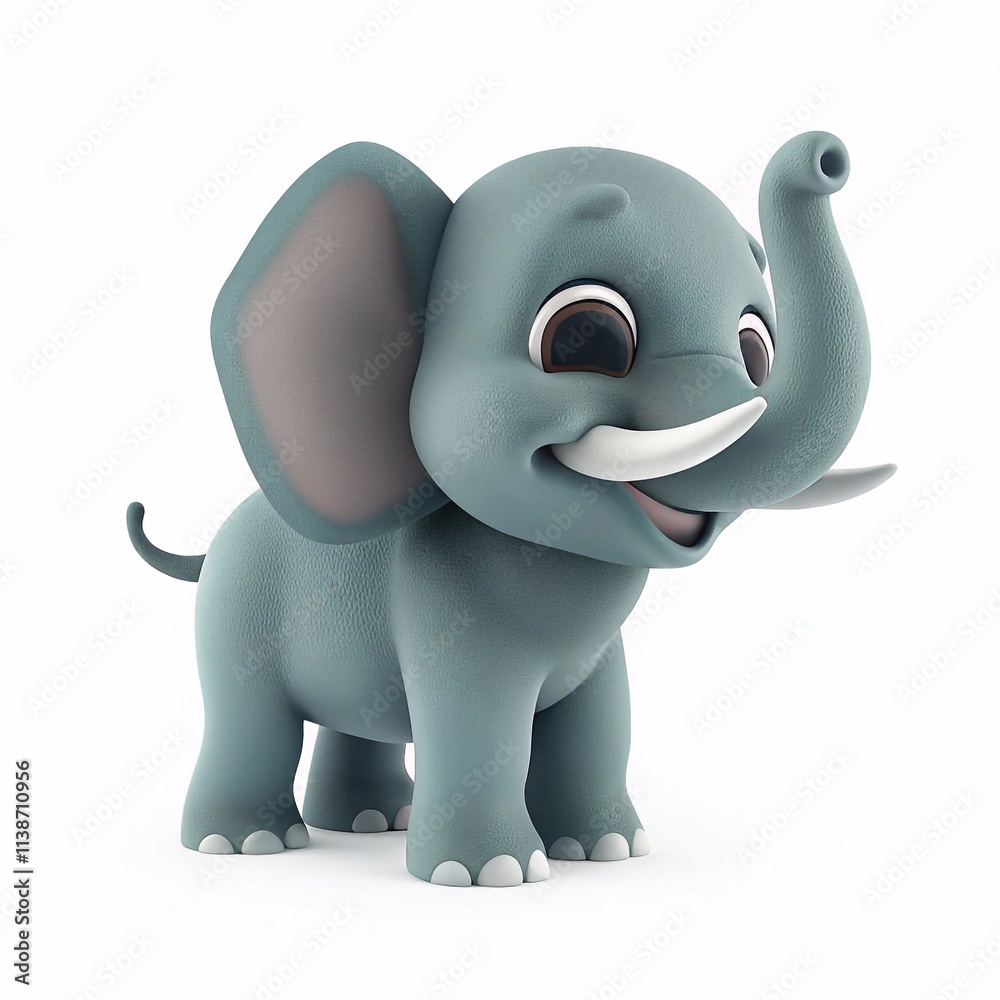 elephant 3d cartoon isolated on white background elephant 3d cartoon isolated on white background