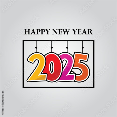 Colourful Happy New Year text design