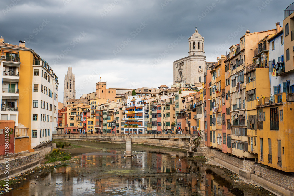 View from the Pont de les Peixateries Velles (Eiffel Bridge), Girona, Catalonia. Spain. View from the Pont de les Peixateries Velles (Eiffel Bridge), Girona, Catalonia. Spain.