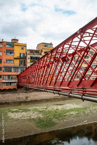 Pont de les Peixateries Velles (Eiffel Bridge), Girona, Catalonia. Spain. photo