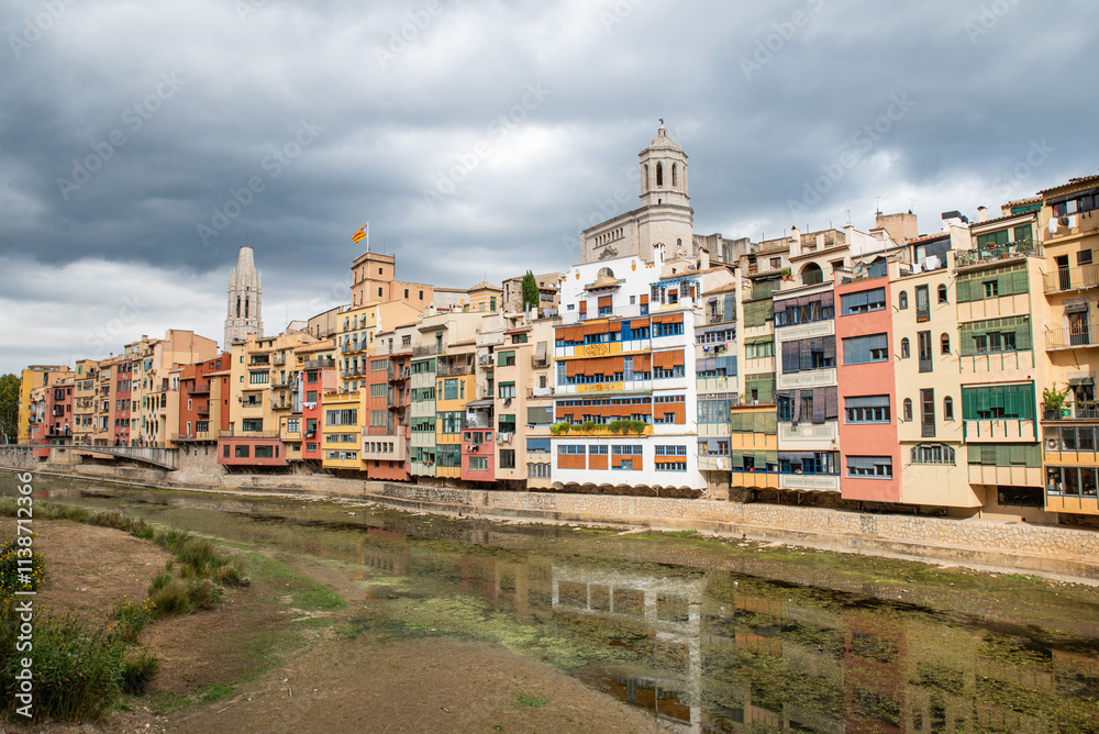 Along the Onyar river in Girona, Catalonia. Spain. Along the Onyar river in Girona, Catalonia. Spain.
