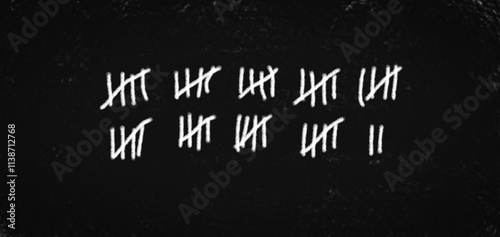 Tally Marks Counting on Black Background – Minimalist Chalk Drawing