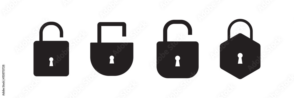 Locked and unlocked padlock icon Locked and unlocked padlock icon