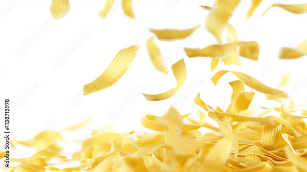 Obraz premium falling raw pasta isolated on white