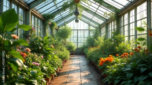 vibrant greenhouse filled with various plants and flowers