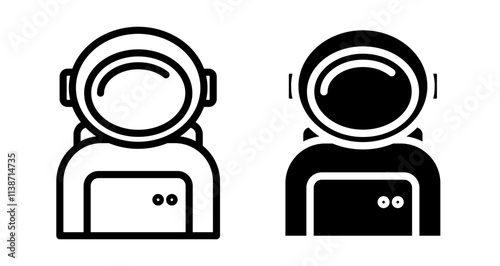 Astronaut Icons set in solid and thin line style