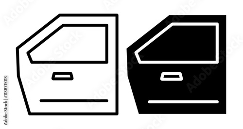 Car Door Icons set in solid and thin line style