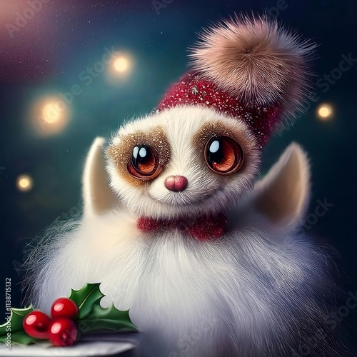 Adorable Winter Monster with Large, Sparkling Eyes photo