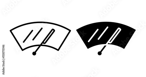 Car windscreen wiper Icons set in solid and thin line style