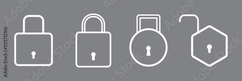 Padlock lock unlock icon. lock sign