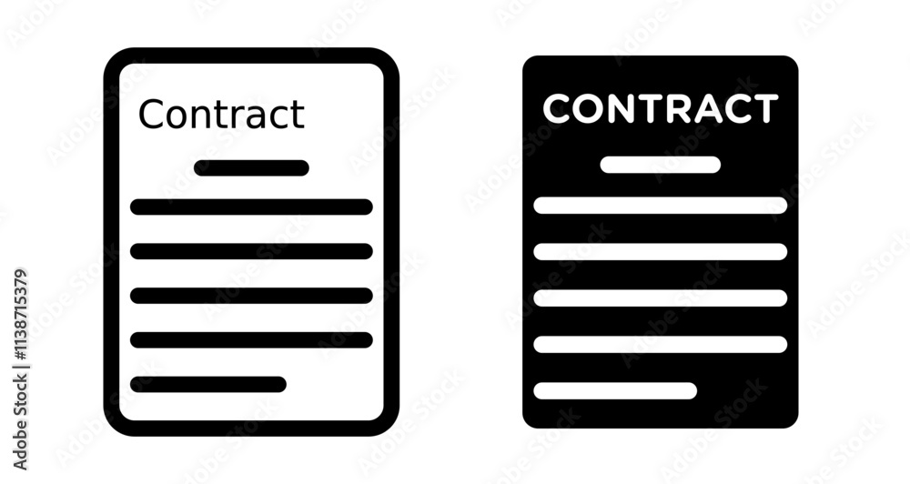Contract Icons set in solid and thin line style Contract Icons set in solid and thin line style
